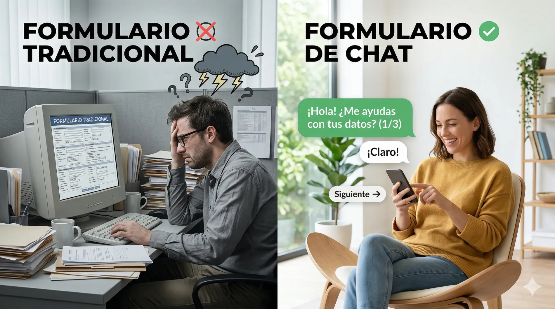 Formulario de contacto que no convierte vs chatbot conversacional